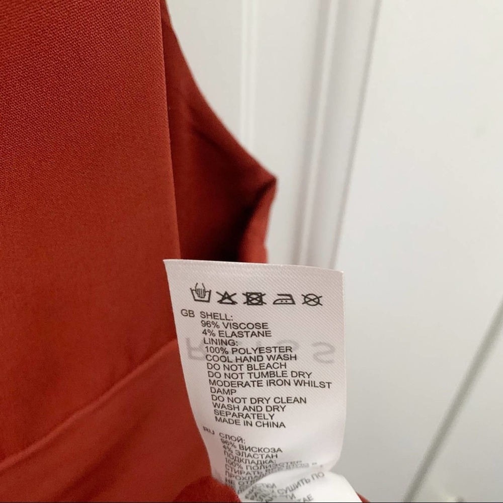 Reiss Gracie Pleat Detailed Midi Dress, Rust - Picture 9 of 11
